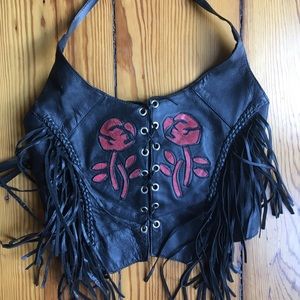Leather and suede biker babe halter top!
